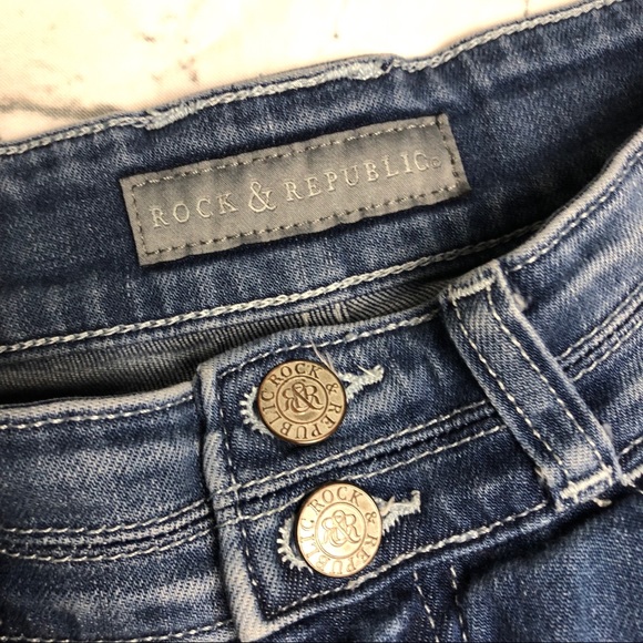 Rock & Republic Fringe Hem Denim Shorts Size 6 - Picture 3 of 4